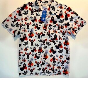 Adidas Men's Black and White Graphic Shirt